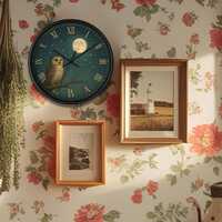 Vintage Owl Wall Clock: Cozy Home Decor, Moonlight theme