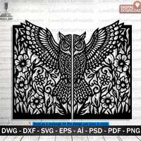 Owl & Flower Door Panel DXF File &ndash; CNC Laser Cut Metal Art (Digital Download)