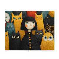 Girl with Owls and Cats Puzzle