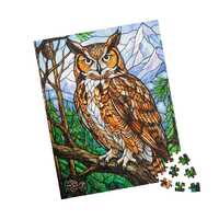 Stained Glass Owl Jigsaw Puzzle - Bird Lover Gift