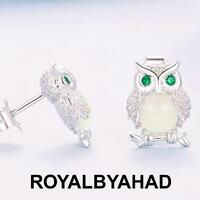 925 Sterling Silver Luminous Night Owl Stud Earrings Animal Ear Clip for Women