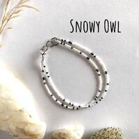 Snowy owl - two strand, glass bead bracelet