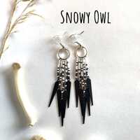 Snowy Owl - Extra Small, dangle glass bead earrings