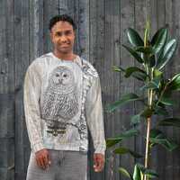 Owl Unisex Cotton Sweatshirt: Owl & Birch Tree, Bliss Art Style, 2XS to 6XL