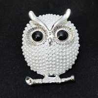 Owl Brooch Pin, Pearl Pretty Brooch