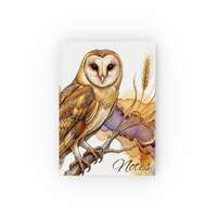 Barn Owl Illustration Hardback Journal | Moon Phases, Wheat Accent