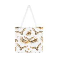 Watercolor Barn Owls Shoulder Tote Bag | Seamless Nature Pattern