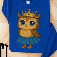 Cute Owl Sweatshirt , Princess Owl Graphic , Adorable Owl Unisex Sweatshirt , Cute Crowned Owl Desig