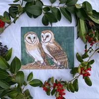 Barn Owl Pair Illustration, Mated For Life Art Print
