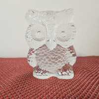 Vintage Viking Art Glass Crystal Owl Figurine, Paperweight, Bookend, Home Decor