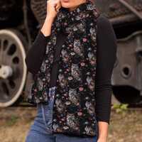 Unique Custom Winter Scarf – Soft Velvet, Breathable & Warm, Gothic Style with Owls and Fl