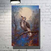 Owl original oil painting Birds art 16 x 24" by GarikArtUA