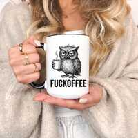 Grumpy Funny Owl Mug, Sarcastic Morning Humor Cup, 11oz Ceramic