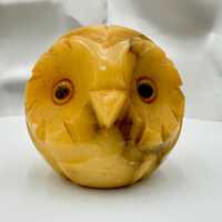 Italian Alabaster Owl Sculpture &bull; Hand-Carved Stone Figurine &bull; Vintage Napcoware 1960s&nda