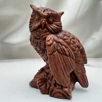 Vintage Red Mill Owl Figurine (1989) &ndash; Sculpted Resin, Rich Mahogany Tone, Estate-Found Charm