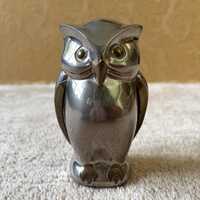 Vintage mid century owl figure sculpture figurine brass metal shiny retro decor animal bird ornament