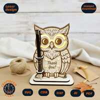 Owl pen holder svg, laser cut files,  &ndash; LED Desk Decor SVG