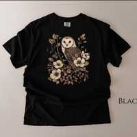 Barn Owl Floral Shirt, Vintage Botanical Owl T-Shirt, Woodland Nature Lover Tee, Cottagecore Aesthet
