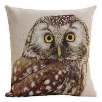Rustic Owl Tapestry Throw Pillow Cushion Cover Woodland Woven Decor 18x18 Inch