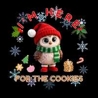 3D Cartoon Christmas Owl SVG & PNG, "I Am Here For Cookies" Detailed Illustration, Hol
