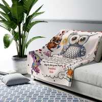 from grandparents to granddaughter gift Personalized Owl Family love note Art Sherpa Fleece Blanket