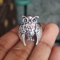 925 Sterling Silver Owl Ring, Vintage Night Owl Statement Ring,  Boho Bird Animal Jewelry, Handmade 