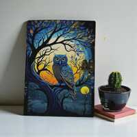 Owl Leather Grimoire Journal Book of Shadows Witchcraft Notebook Moon Phase Spell Book Blank Witch J