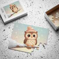 Winter Owl Puzzle for Kids 30 Piece Jigsaw, Snowy Forest Animal Activity, Preschool Learning Toy, Ho