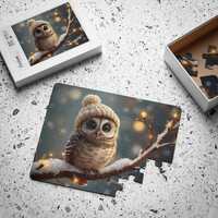 Owl Winter Puzzle – Cute Owl in Knit Hat, Kids Christmas Jigsaw, 30 Piece Puzzle for Children,