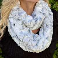 Snowy Owl Minky Scarf, READY TO SHIP Faux Fur Scarf, Hidden Zipper Pocket Infinity Scarf, Winter Sca