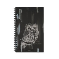 Little Owl Sketch Notes Spiral Journal | Lined Notebook, Black Brushstroke Cover