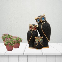 Owl Family Decorative Showpiece for Home & Office D&eacute;cor