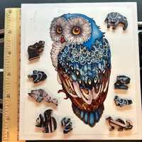 Puzzle of Small OWL Wood Cut Pieces in Shapes of Animals and Plants