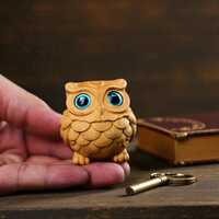 Hand Carved Wooden Owl Figurine Mini Owl Sculpture Rustic Home Decor Nature Lover Gift Birthday Anni
