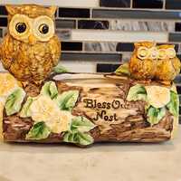 Vintage Owl Planter or Vase &ldquo;Bless Our Nest&rdquo; | Cottage Decor | Whimsical Home Accent