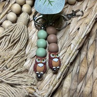 Silicone Beaded Owl Keychain