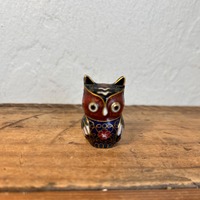 Vintage Minature Cloisonn&eacute; Owl Figurine:  Bird Lover Gift