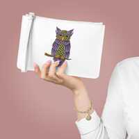 Clutch bag Wearable Surrealism evening bag Limited Edition purse owl with Artists Dreamy Drawing