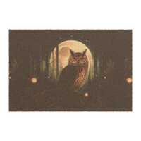 Moonlit Owl Doormat | Rustic Forest Entrance Mat