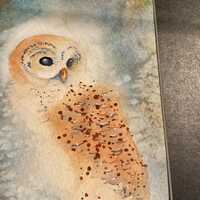 Snowy Owl Watercolor Painting Original Soft Neutral Wildlife Art Owl Wall Art Winter Nature Decor Bi