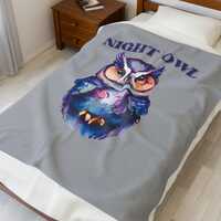 Night Owl Velveteen Plush Blanket, Perfect Gift for Owl Lovers and Night Owls,