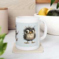 Young Wide-Eyed Owl Mug | Ceramic Coffee Cup