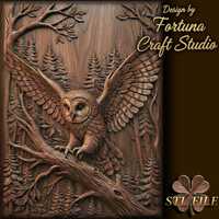 Owl on a tree 3D Relief – STL File for CNC & 3D Printing. Wildlife Wall Art.