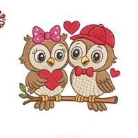 Cute Owl Couple Embroidery Design | Love Owls Machine Embroidery File | Valentine Embroidery | Insta