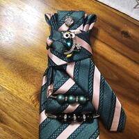 Owl of the Emerald Order | Luxury Embellished Necktie with Jeweled Owl & Beaded Accents | Handma