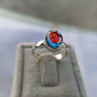 Mystic Topaz Sterling Silver Owl Ring &ndash; Handmade Rainbow Gemstone