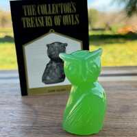 Vintage Jade Glass Owl Figurine by The Franklin Mint, The Collector's Treasury of Owls, 1988