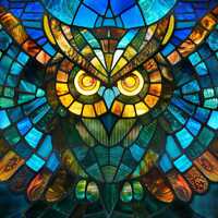 Stained Glass Owl 1000-piece Puzzle | 1000pc Owl Jigsaw, Jewel Tone Nighttime Art