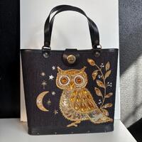 Enid Collins Style Mid Century Jeweled Owl Purse