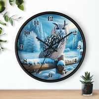 Snowy Owl Wall Clock | Winter Forest Wildlife Clock, Rustic Cabin Decor